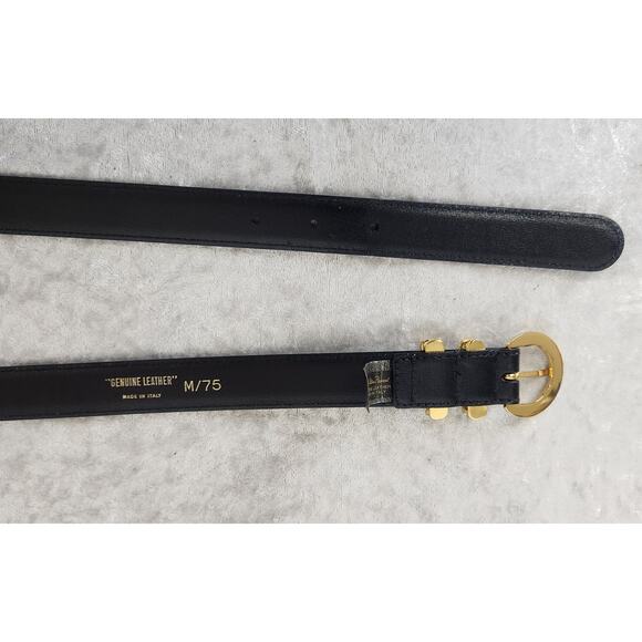 Vintage Paloma Picasso Womens Black Leather Belt with Gold-Tone Buckle-Size XS main image 5